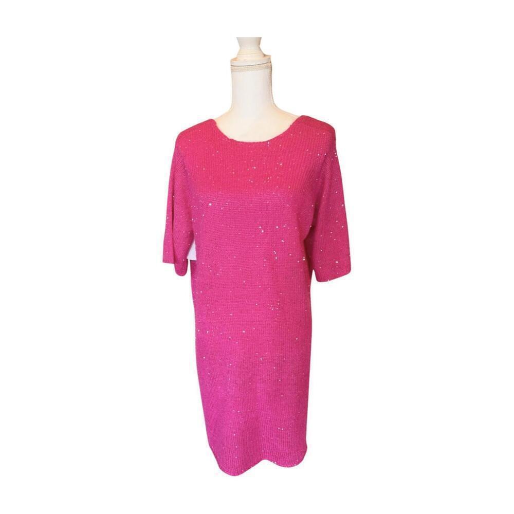New Vero Moda Hot Pink Sequin Knit Dress/Top, size XL